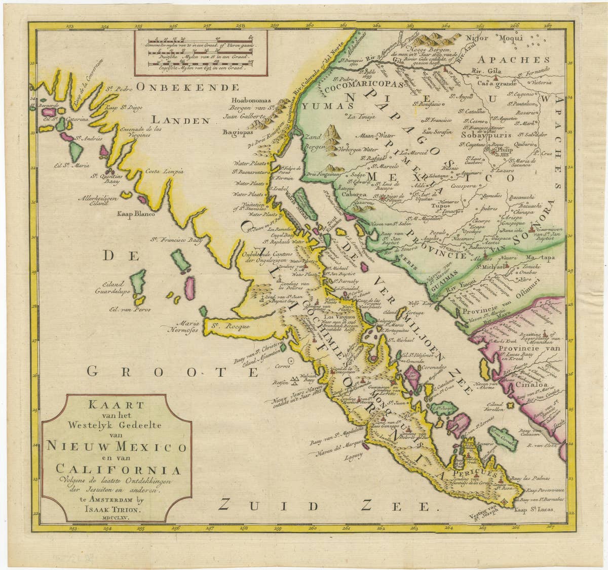 Antique Map of Baja California and parts of Alta California, Arizona and Sonora