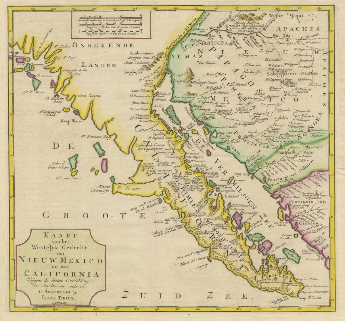 Antique Map of Baja California and parts of Alta California, Arizona and Sonora