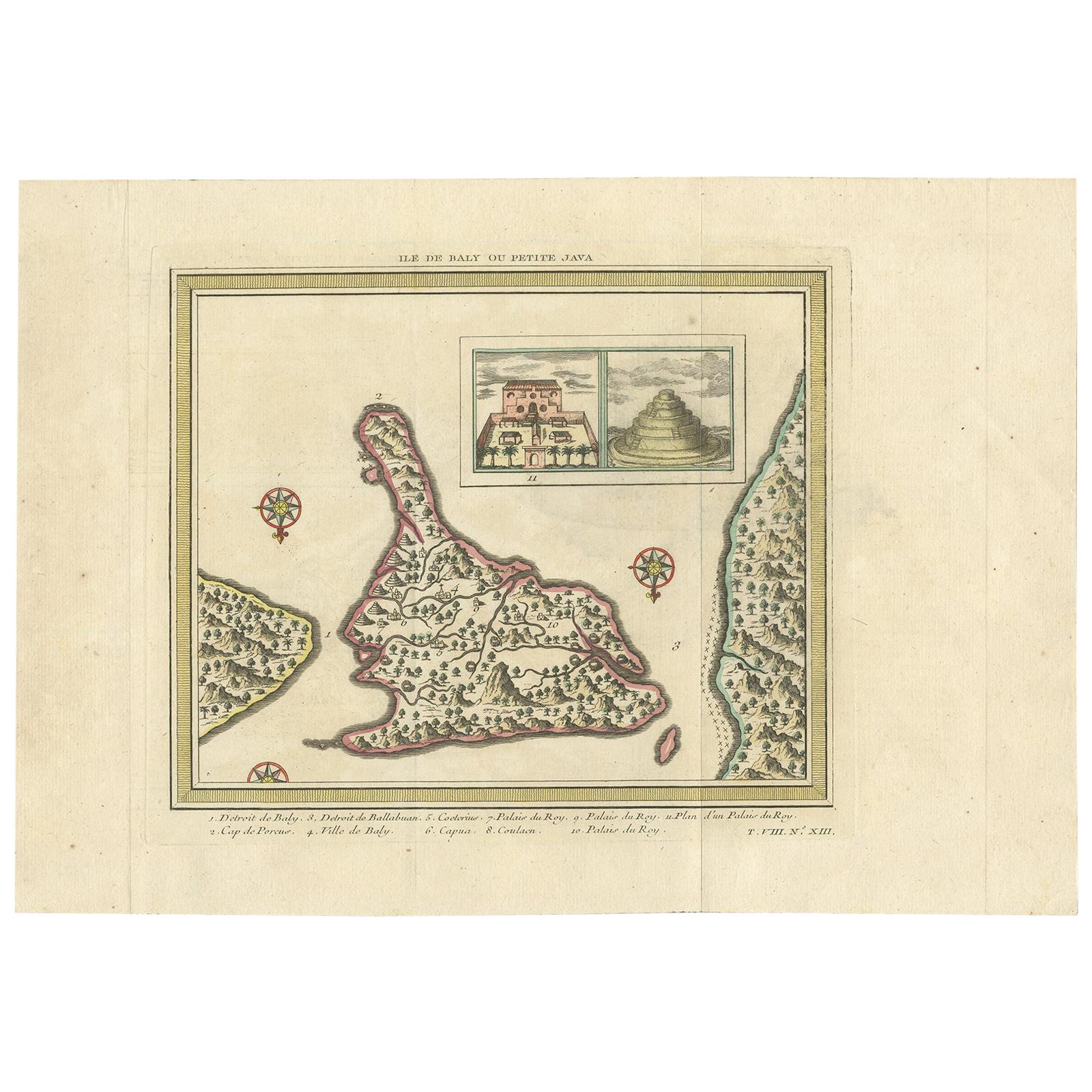 Antique Map of Bali 'Indonesia' by Bellin '1757'