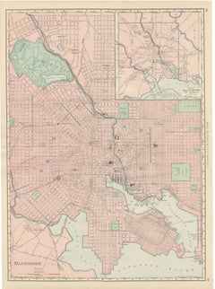 Antique Map of Baltimore, with Druid Hill Park, Rand McNally, 1899