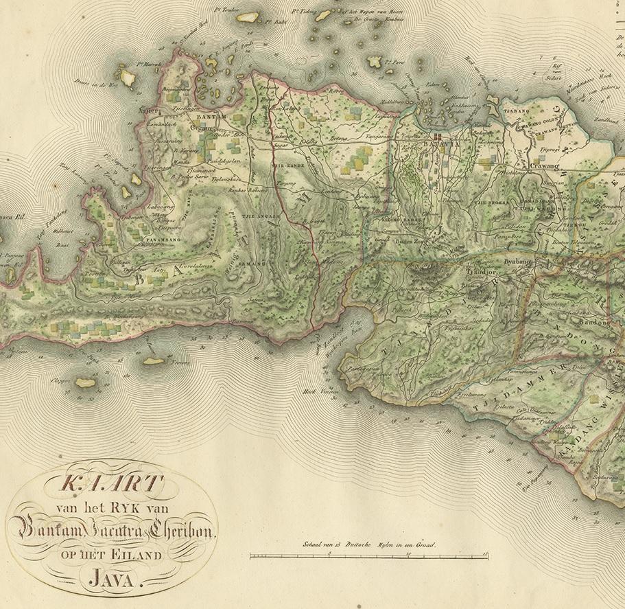 XIX secolo Mappa antica di Bantam, Jakarta e Cirebon di Van den Bosch del 1818 in vendita