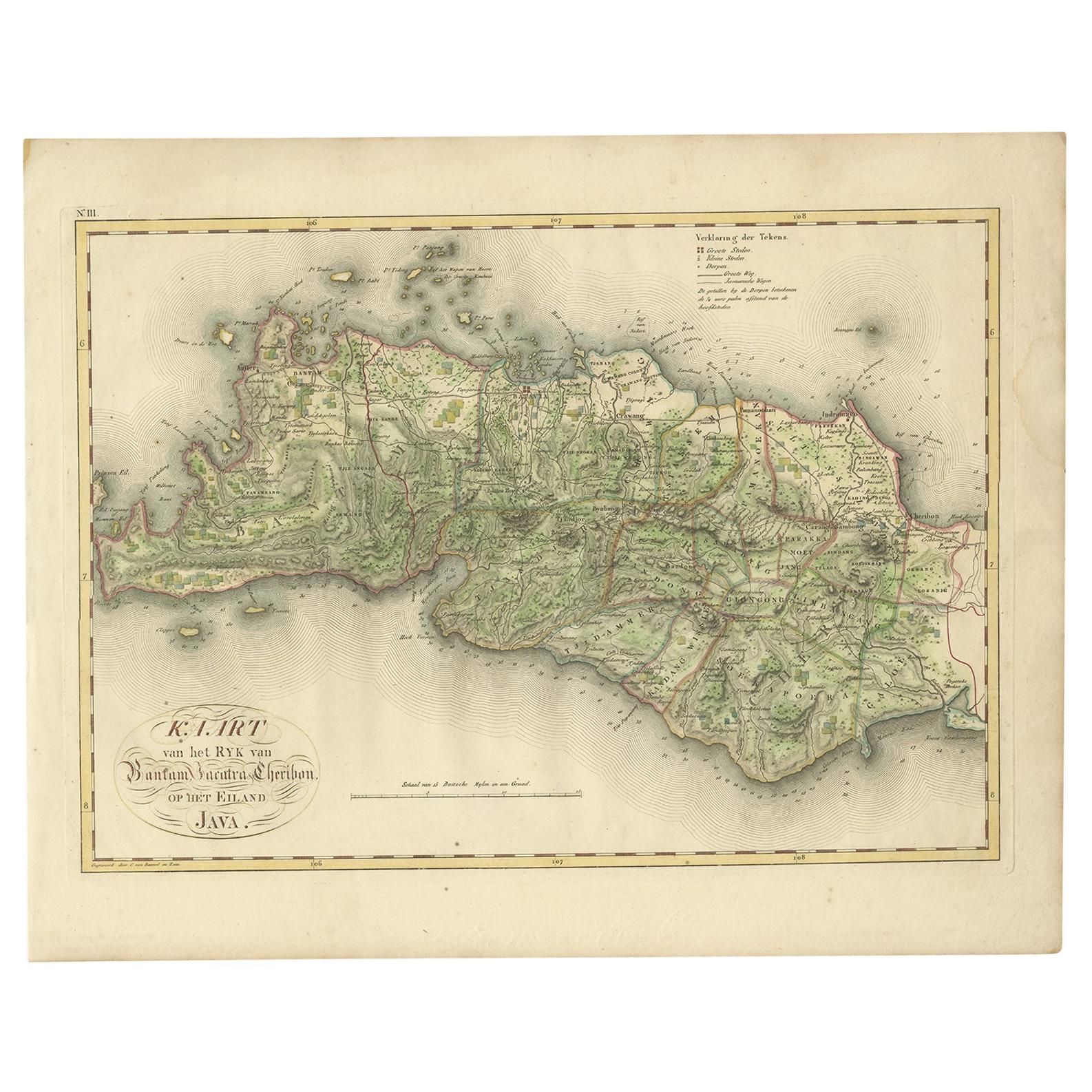 Antique Map of Bantam, Jakarta and Cirebon by Van den Bosch '1818'