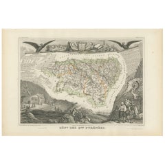 Antike Karte der Basses Pyrénées 'Frankreich' von V. Levasseur, 1854