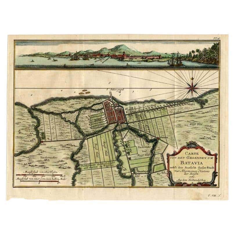 Dutch Batavia Map Antique Map of Batavia, Capital of The Dutch East Indies at the Time ...