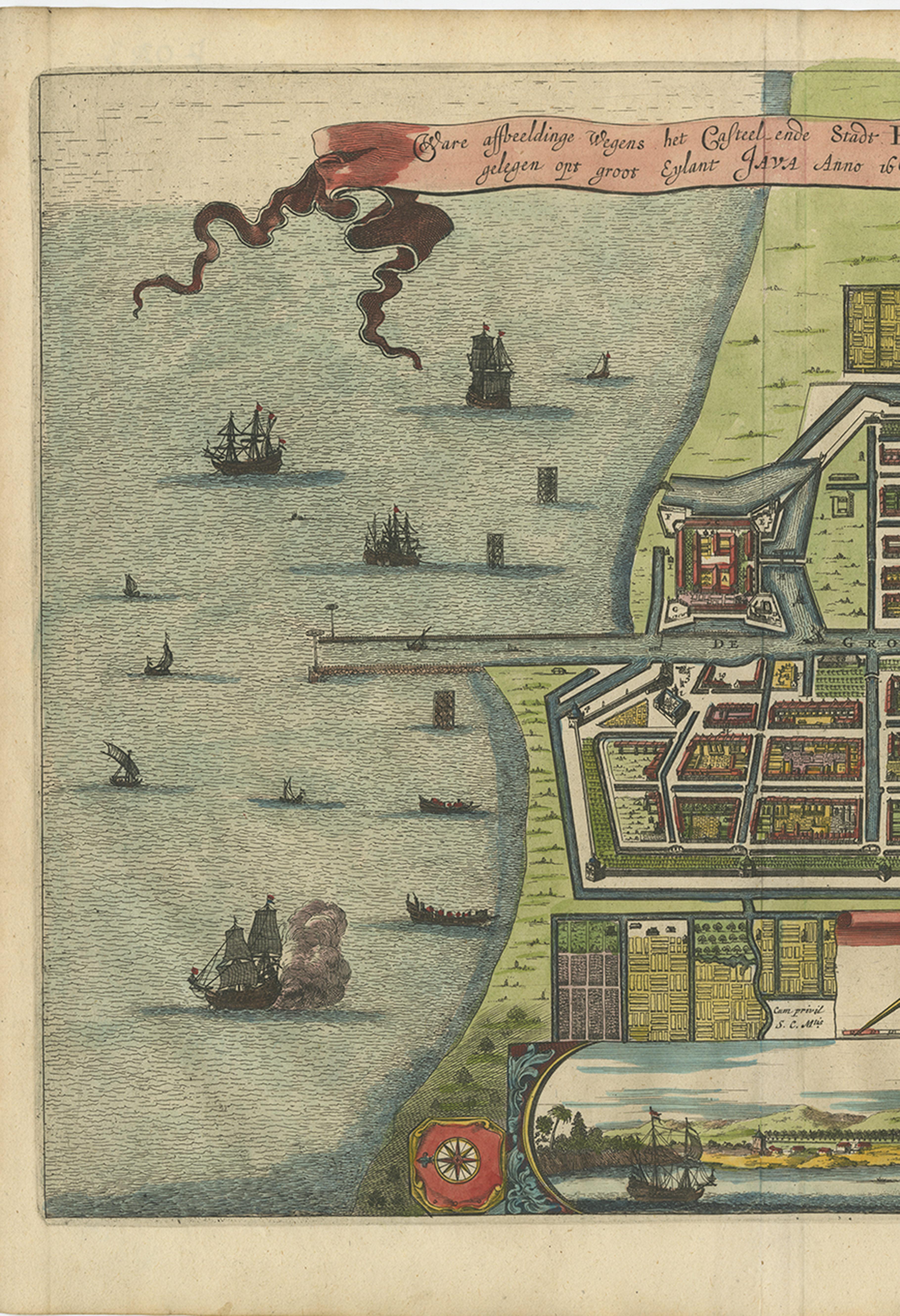 Unknown Antique Map of Batavia 'Jakarta, Indonesia' by Montanus, 1679 For Sale