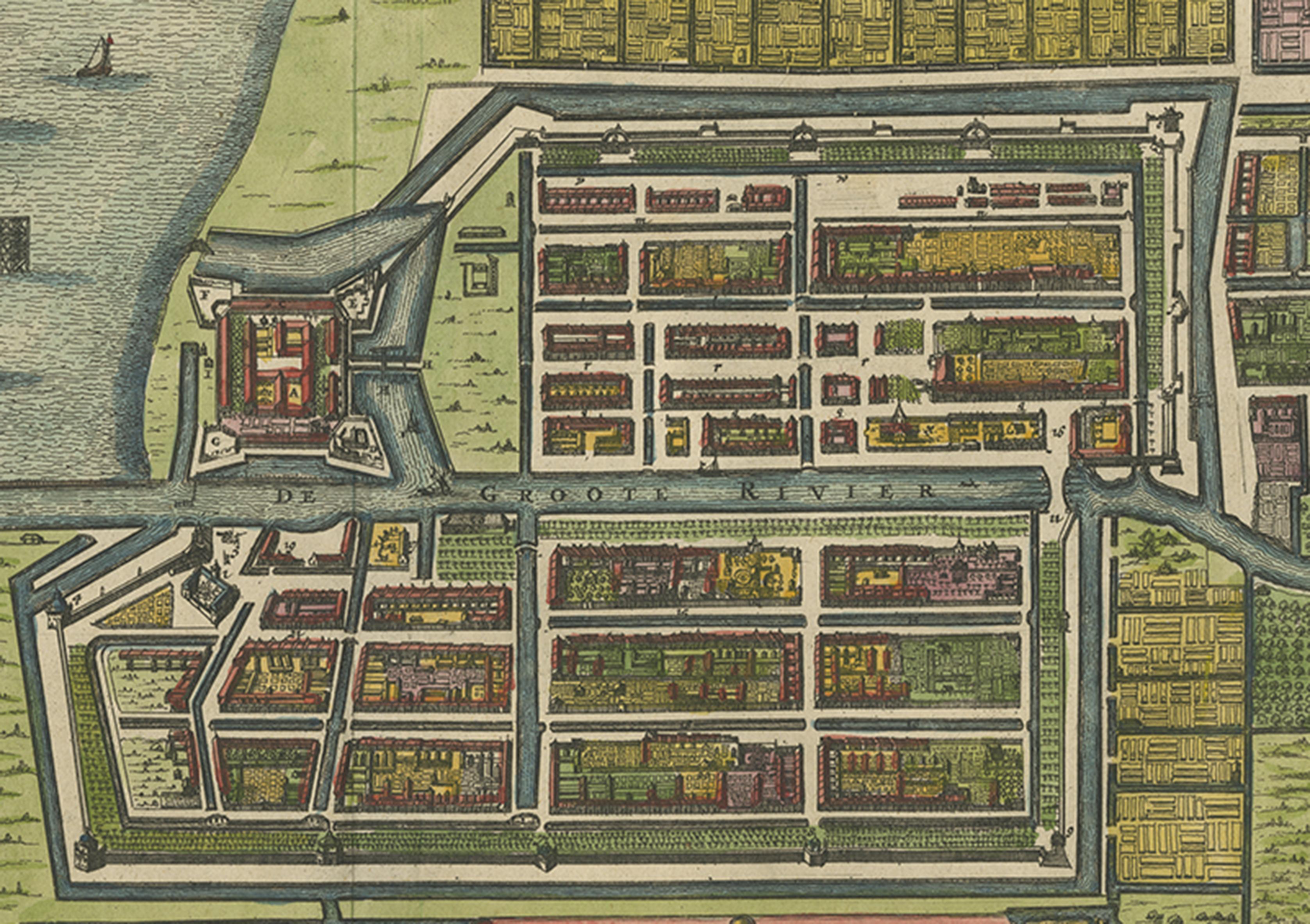 Engraved Antique Map of Batavia 'Jakarta, Indonesia' by Montanus, 1679 For Sale