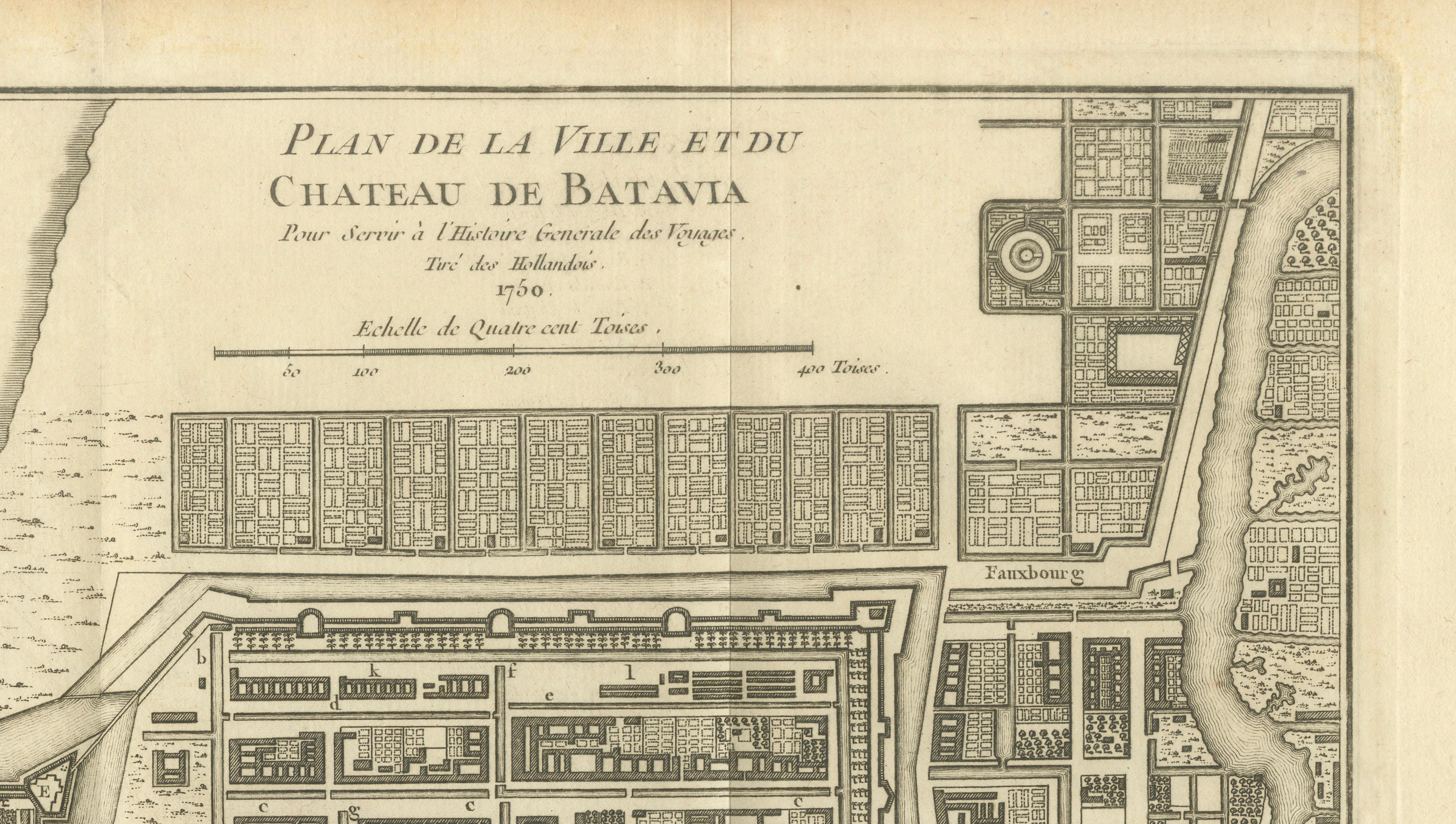 Antique Map of Batavia Jakarta Indonesia, Dutch East Indies, c.1750