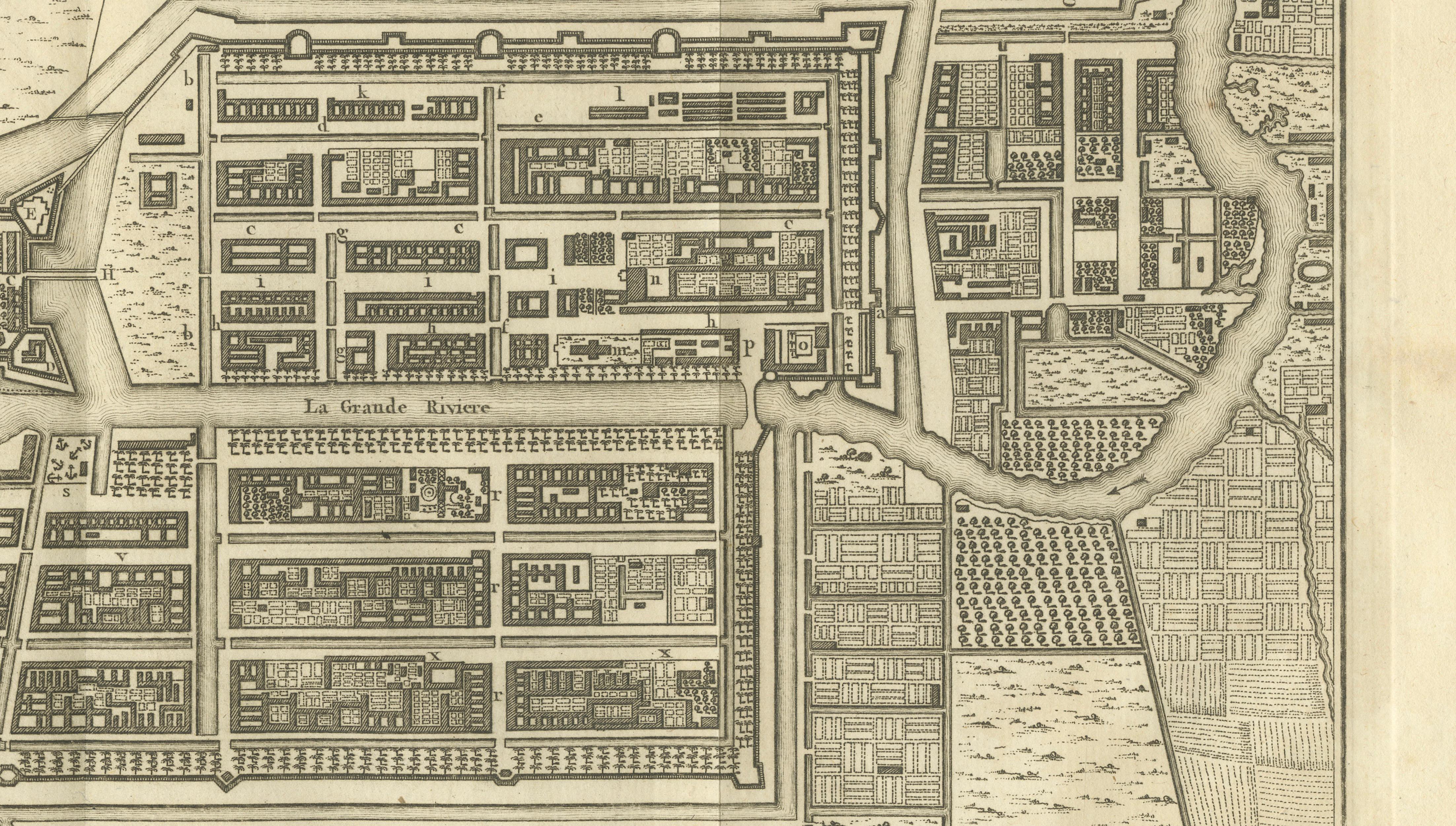 Antique Map of Batavia Jakarta Indonesia, Dutch East Indies, c.1750