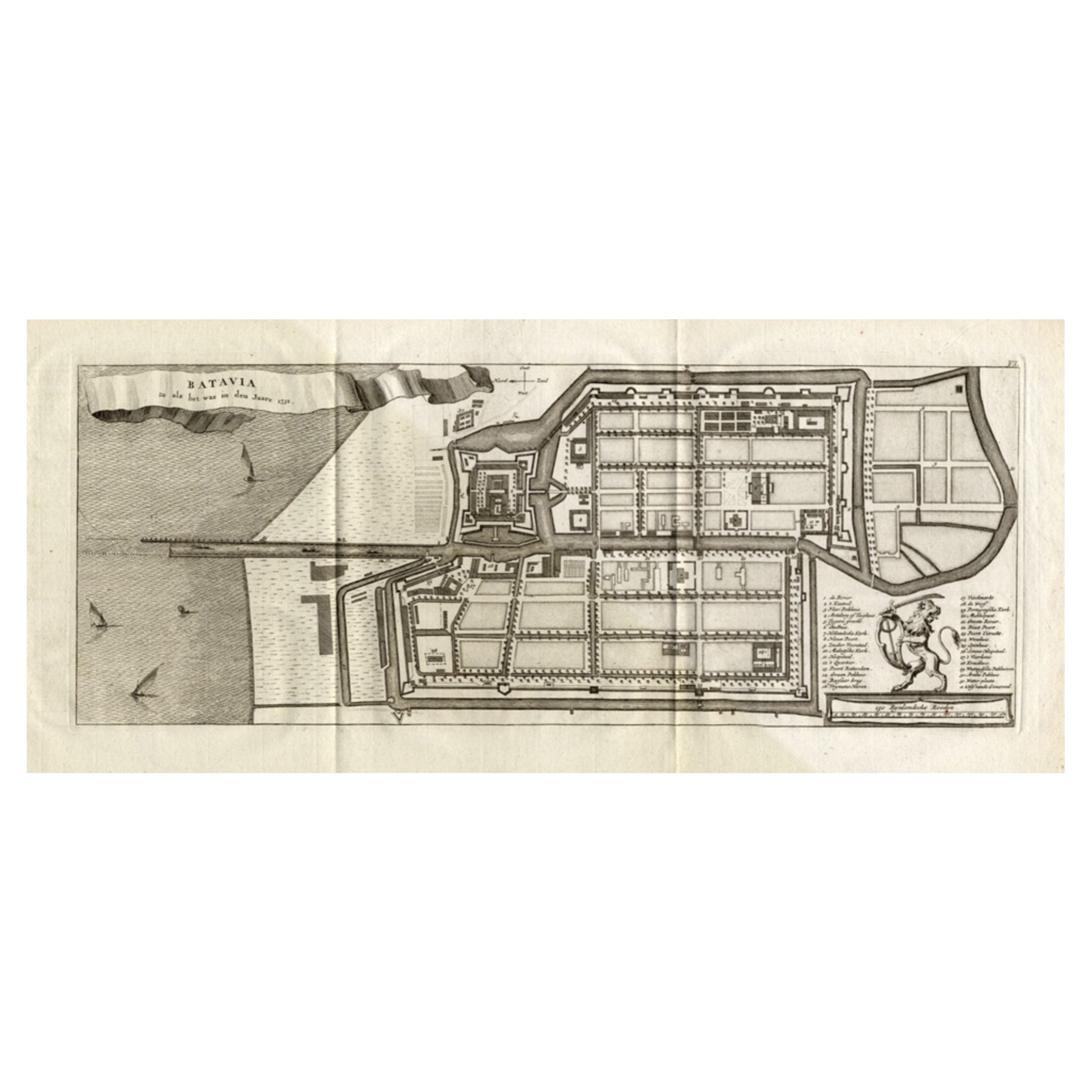 Carte ancienne de Batavia « Jakarta, Indonésie », les Indes orientales néerlandaises, 1782