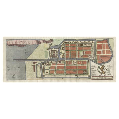 Antique Map of Batavia, Nowadays Jakarta, the Capital of Indonesia, 1782