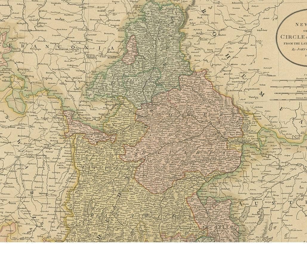 Antique Map of Bavaria and Salzburg by Cary, 1811