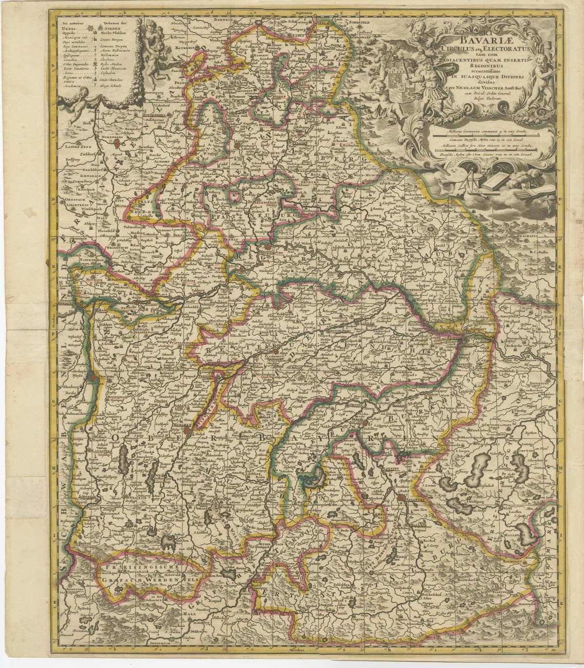 Antique Map of Bavaria, Bayern, with original Hand Coloring