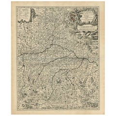 Antique Map of Bavaria with many details, Germany