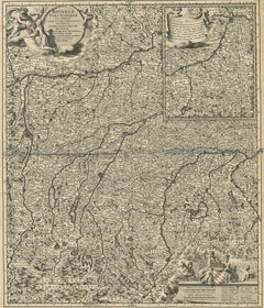 Mappa antica dell'Alta Baviera, Germania, 1690 circa