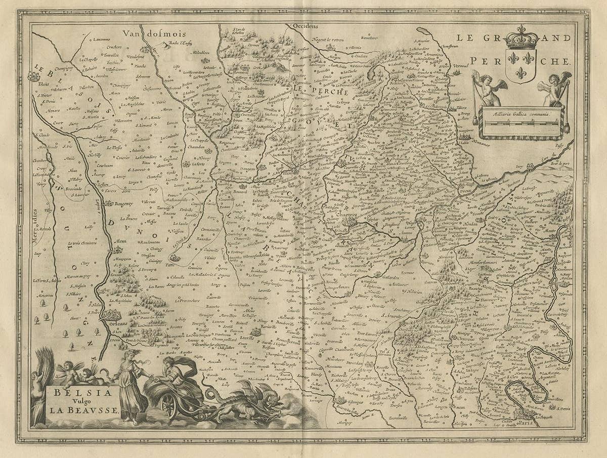 Antique Map of Beauce by Janssonius, 1657