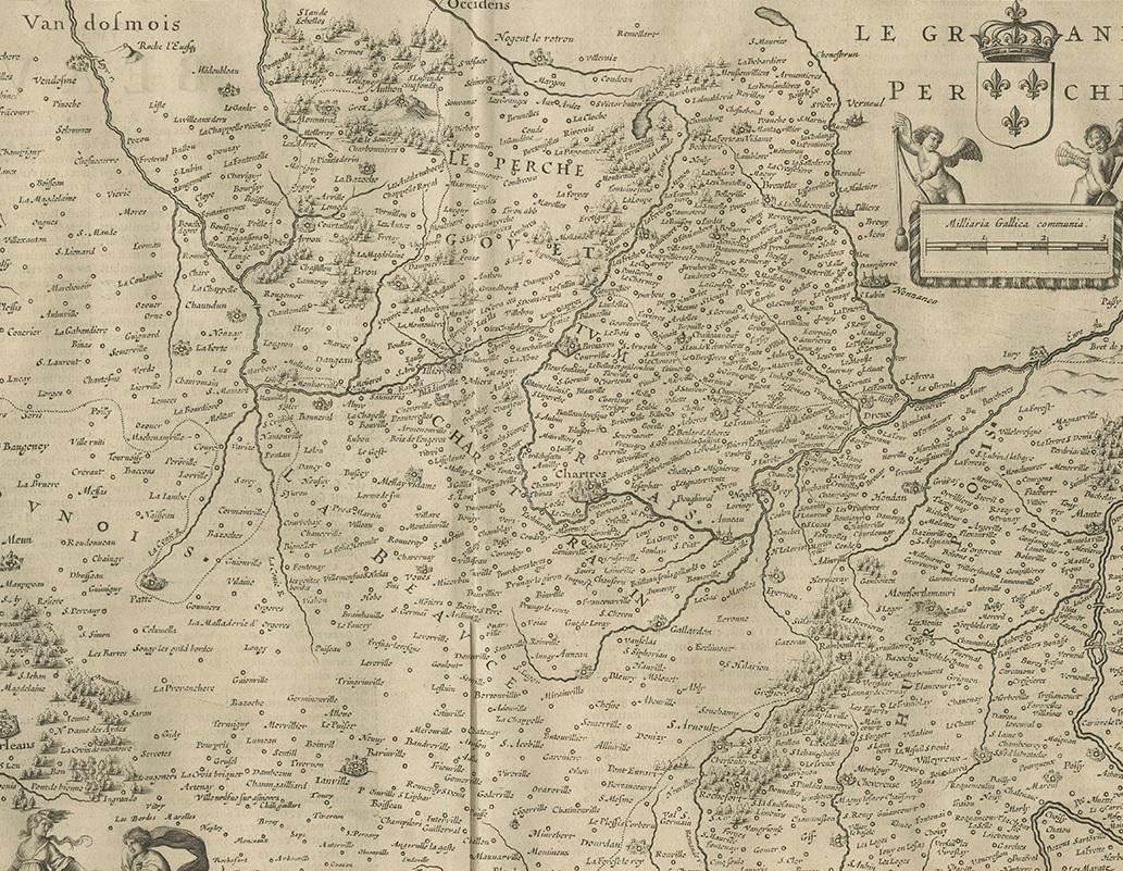 Antique Map of Beauce by Janssonius, 1657 In Good Condition For Sale In Langweer, NL