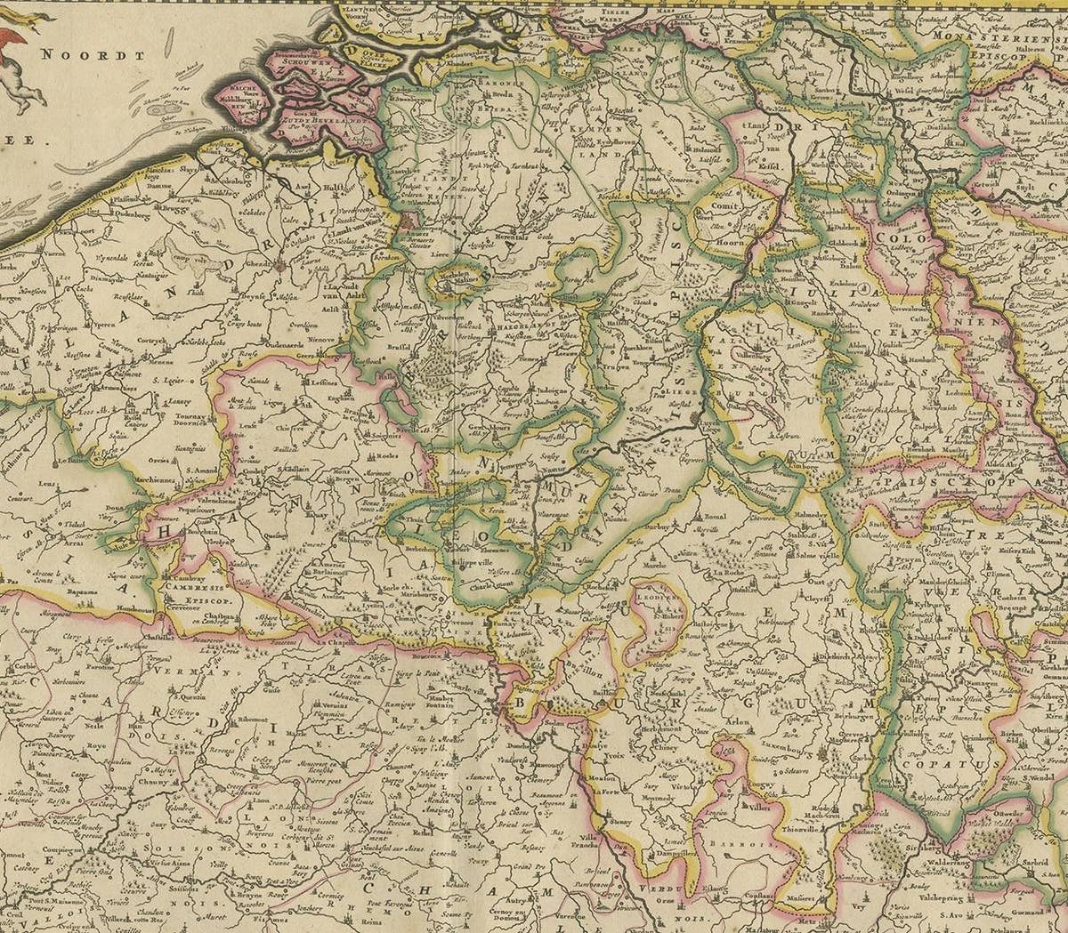 Antique Map of Belgium and Northern France by F. de Wit, circa 1680