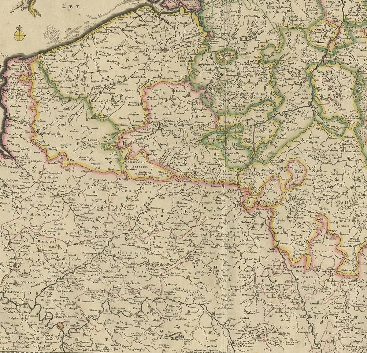 Antique Map of Belgium and Northern France by F. de Wit, circa 1680