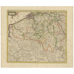 Carte ancienne de la Belgique et du Nord de la France par F. de Wit, circa 1680