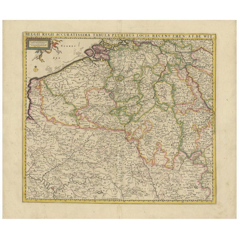 Map Of Northern France And Belgium Antique Map Of Belgium And Northern France By F. De Wit, Circa 1680 For  Sale At 1Stdibs