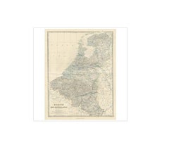 Antique Map of Belgium and The Netherlands by A.K. Johnston, 1865