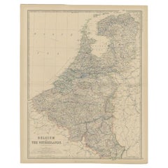 Antique Map of Belgium and the Netherlands by Johnston, 1882