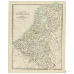 Antique Map of Belgium and the Netherlands by Johnston 'c.1920'