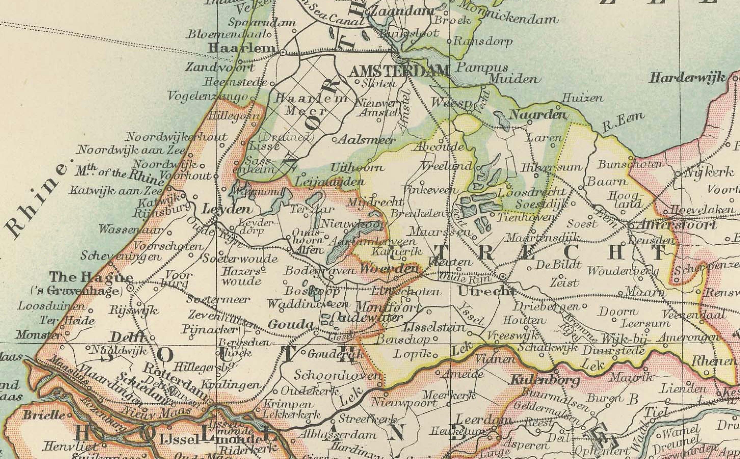 Antike Karte von Belgien und den Niederlanden, 1903, mit zarter Pastellkolorierung

Diese antike Karte mit dem Titel 