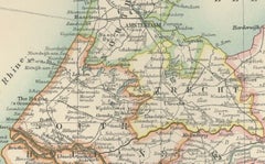 Antique Map of Belgium and The Netherlands with Delicate Pastel Coloration, 1903