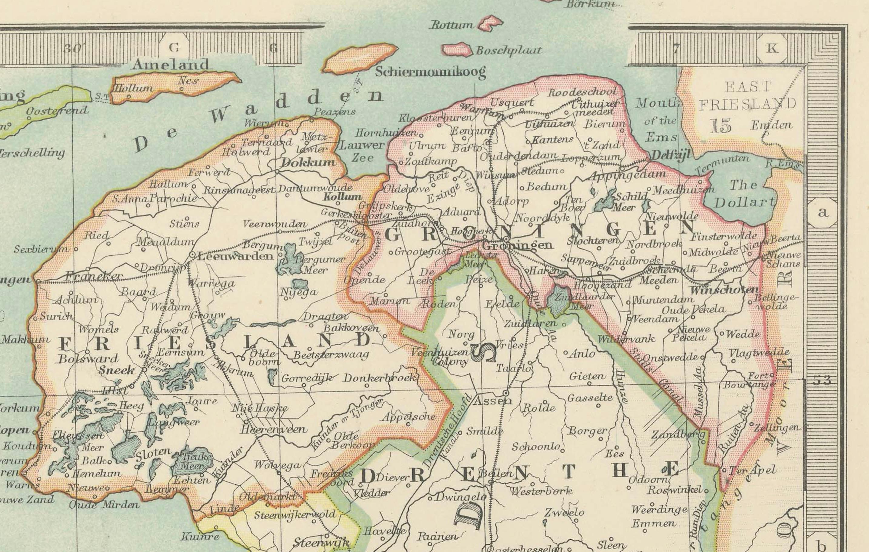 Antike Karte von Belgien und den Niederlanden mit zarter Pastellkolorierung, 1903 im Zustand „Gut“ im Angebot in Langweer, NL