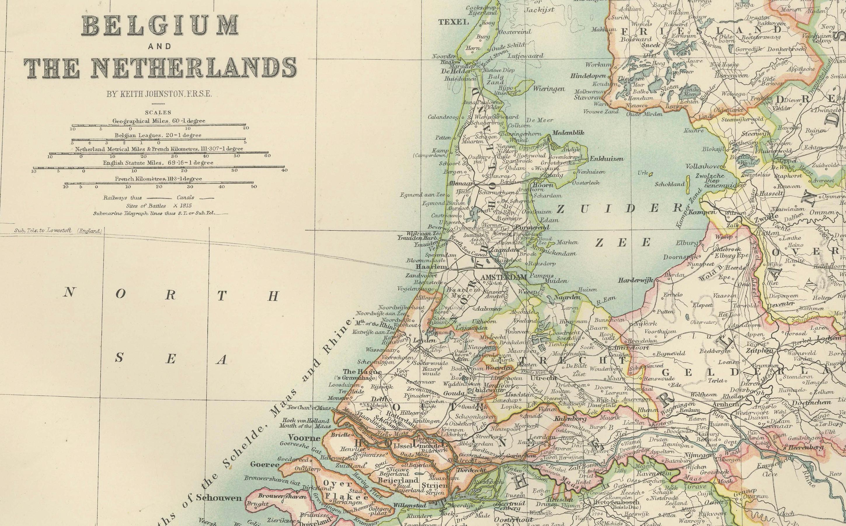 Antike Karte von Belgien und den Niederlanden mit zarter Pastellkolorierung, 1903 im Angebot 2