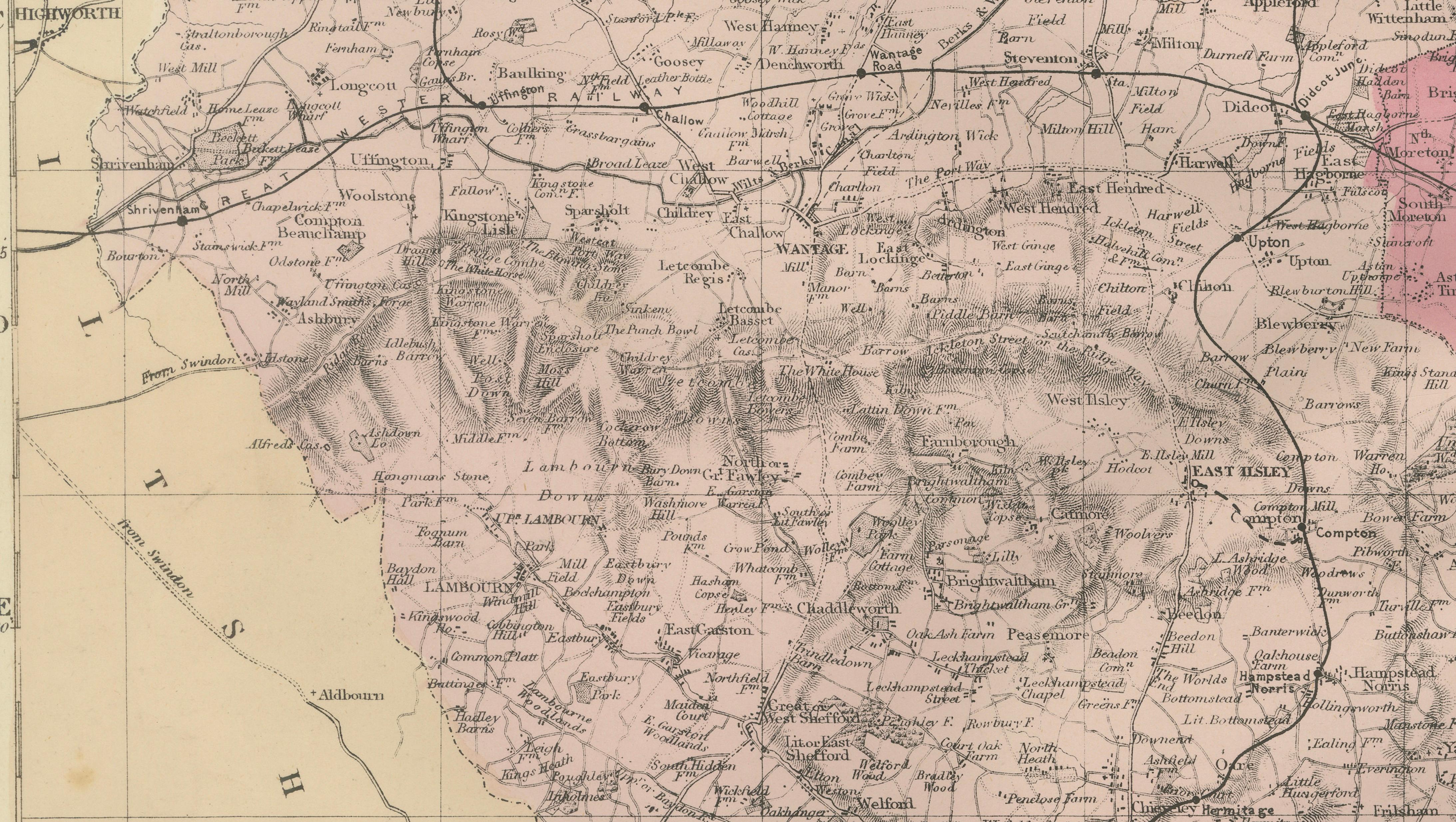Antique Map of Berkshire, 1885 – Victorian Railways, Towns & County Detail