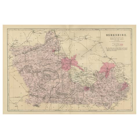 Antique Map of Berkshire, 1885 – Victorian Railways, Towns & County Detail