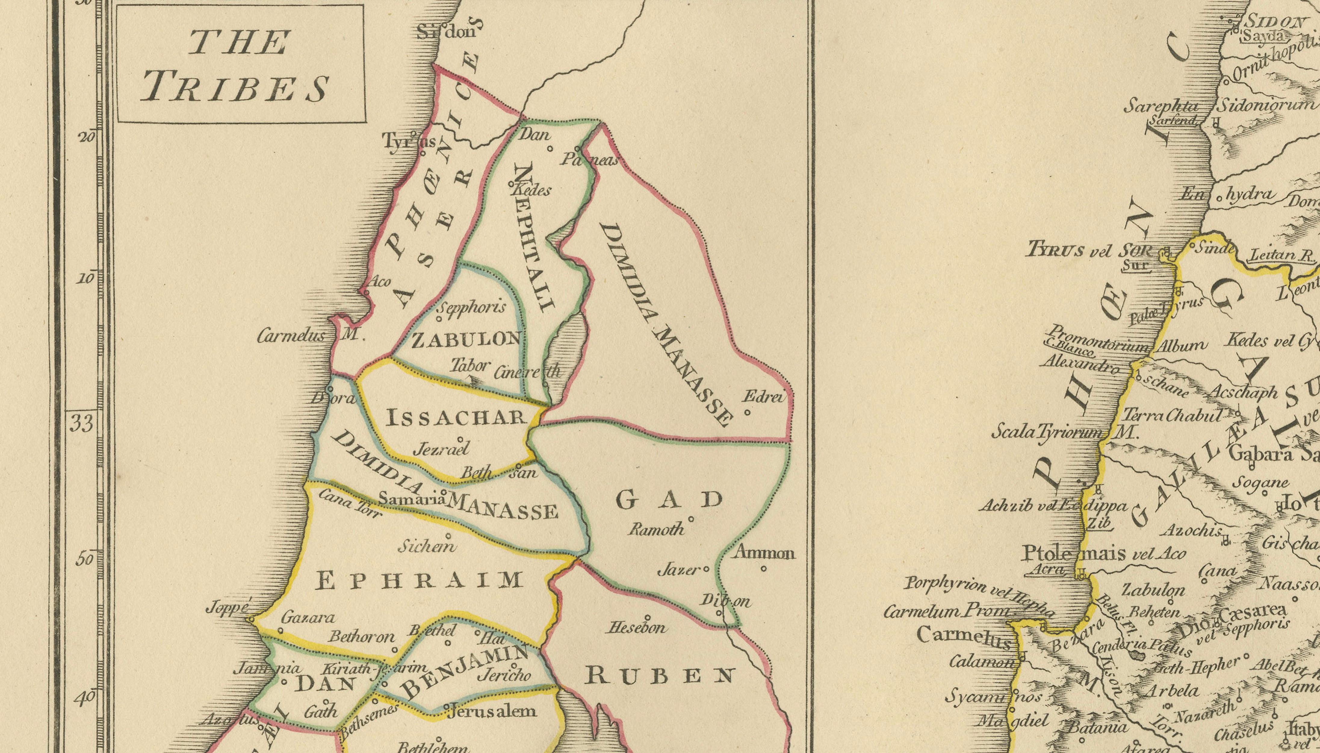 Antique Map of Biblical Palestine – Holy Land & Jerusalem Insets, c.1818