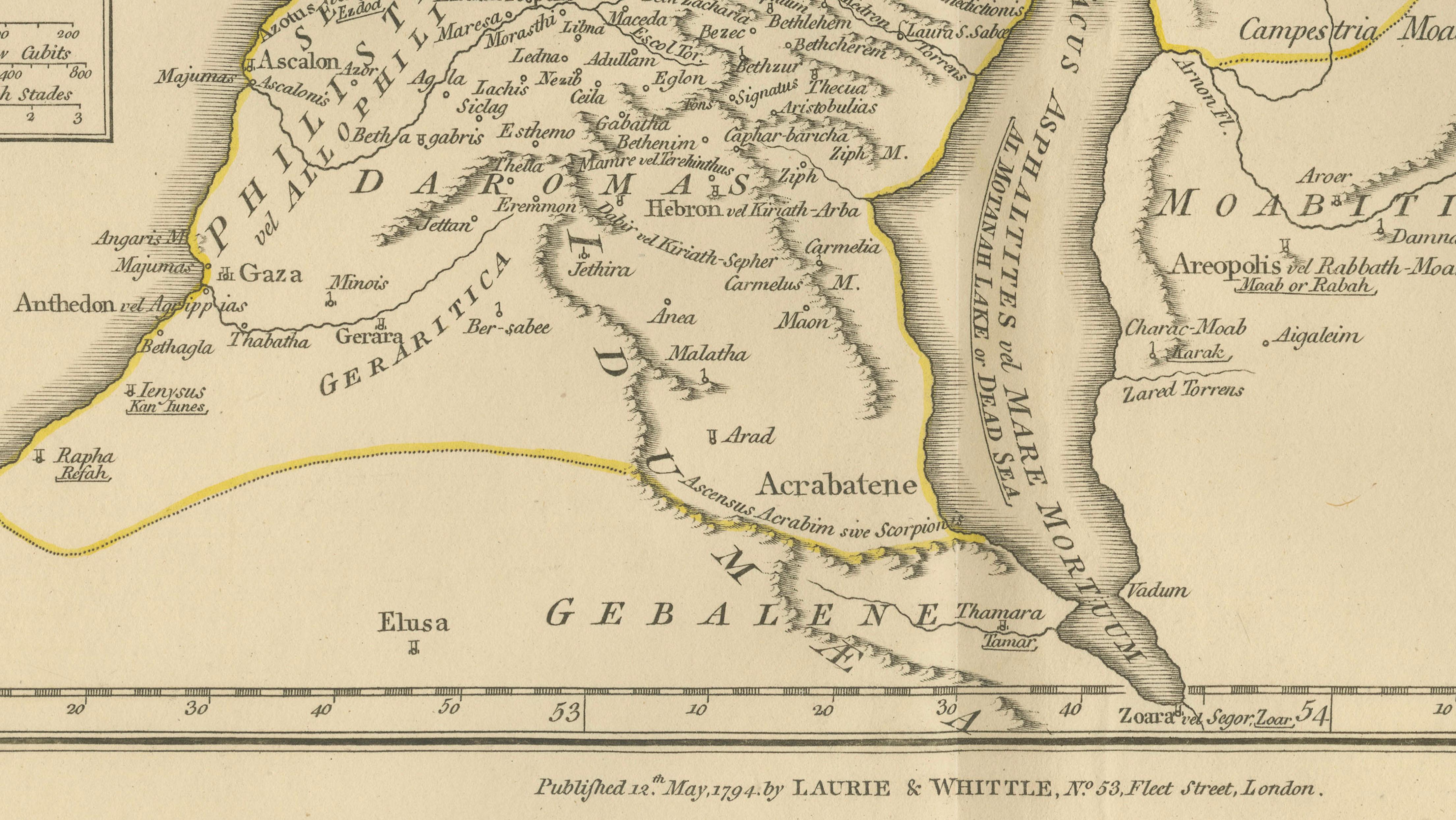 Antique Map of Biblical Palestine – Holy Land & Jerusalem Insets, c.1818