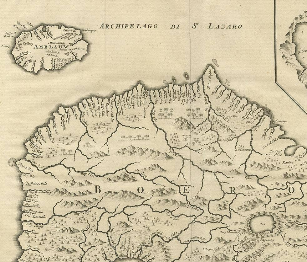 Antique Map of Boero in Indonesia by Valentijn, 1726