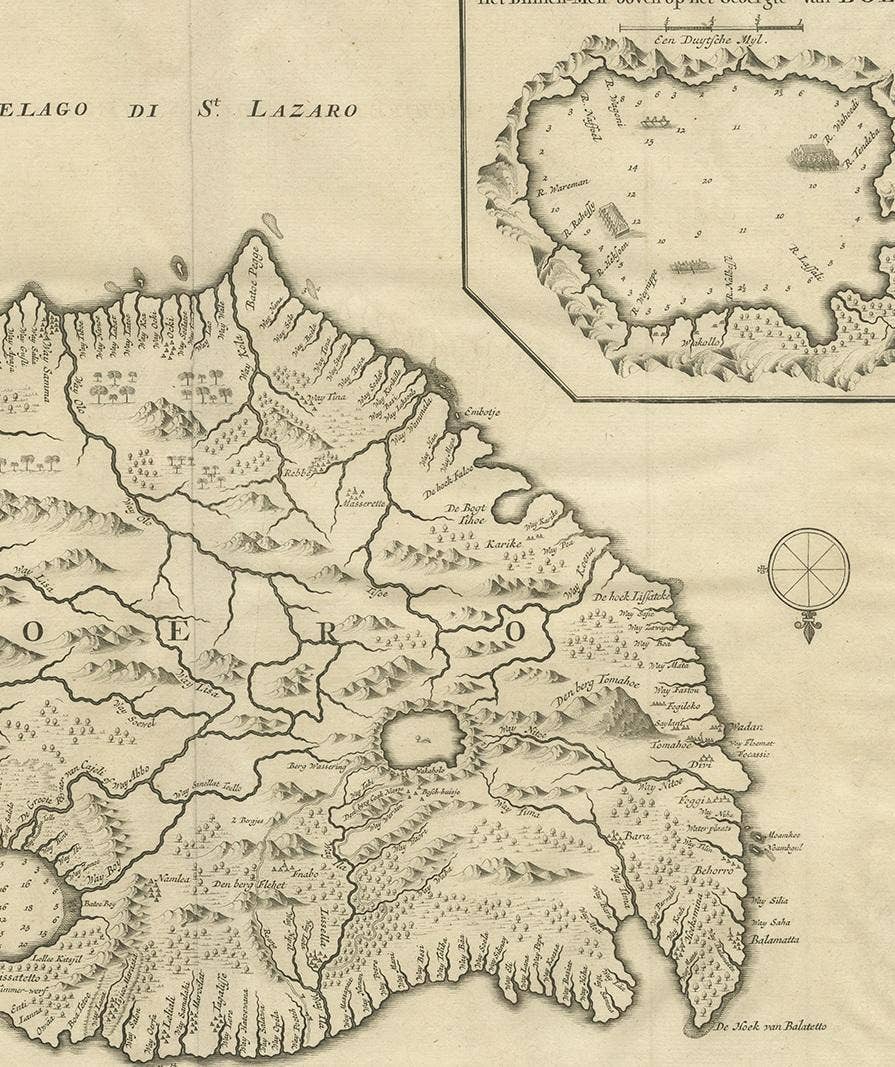 Antique Map of Boero in Indonesia by Valentijn, 1726