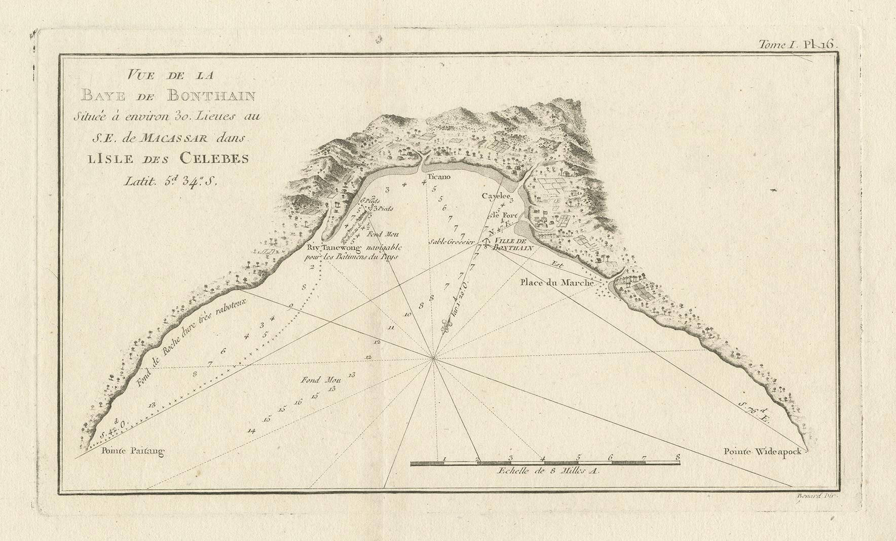 Antique Map of Bonthain Bay, Sulawesi, Celebes In Good Condition For Sale In Langweer, NL