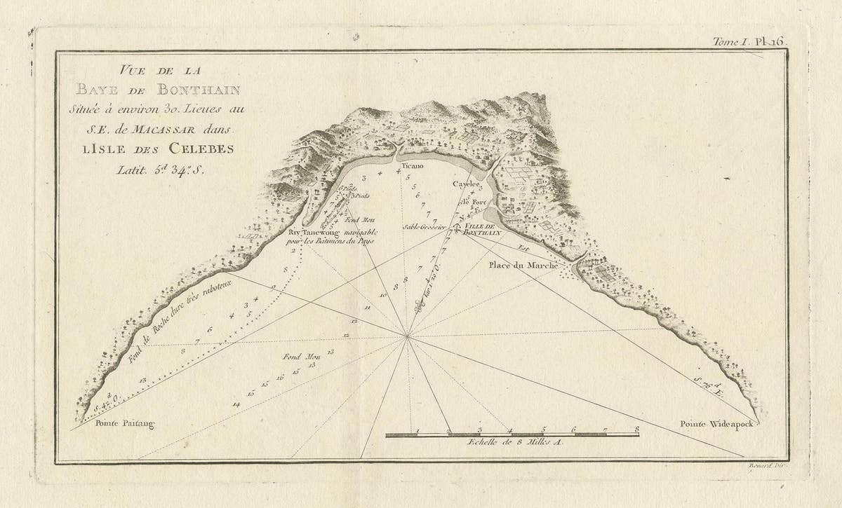 Antique Map of Bonthain Bay, Sulawesi, Celebes