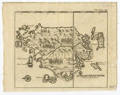 Antique Map of Borneo by Renneville, with Compass Rose and Scale, 1702