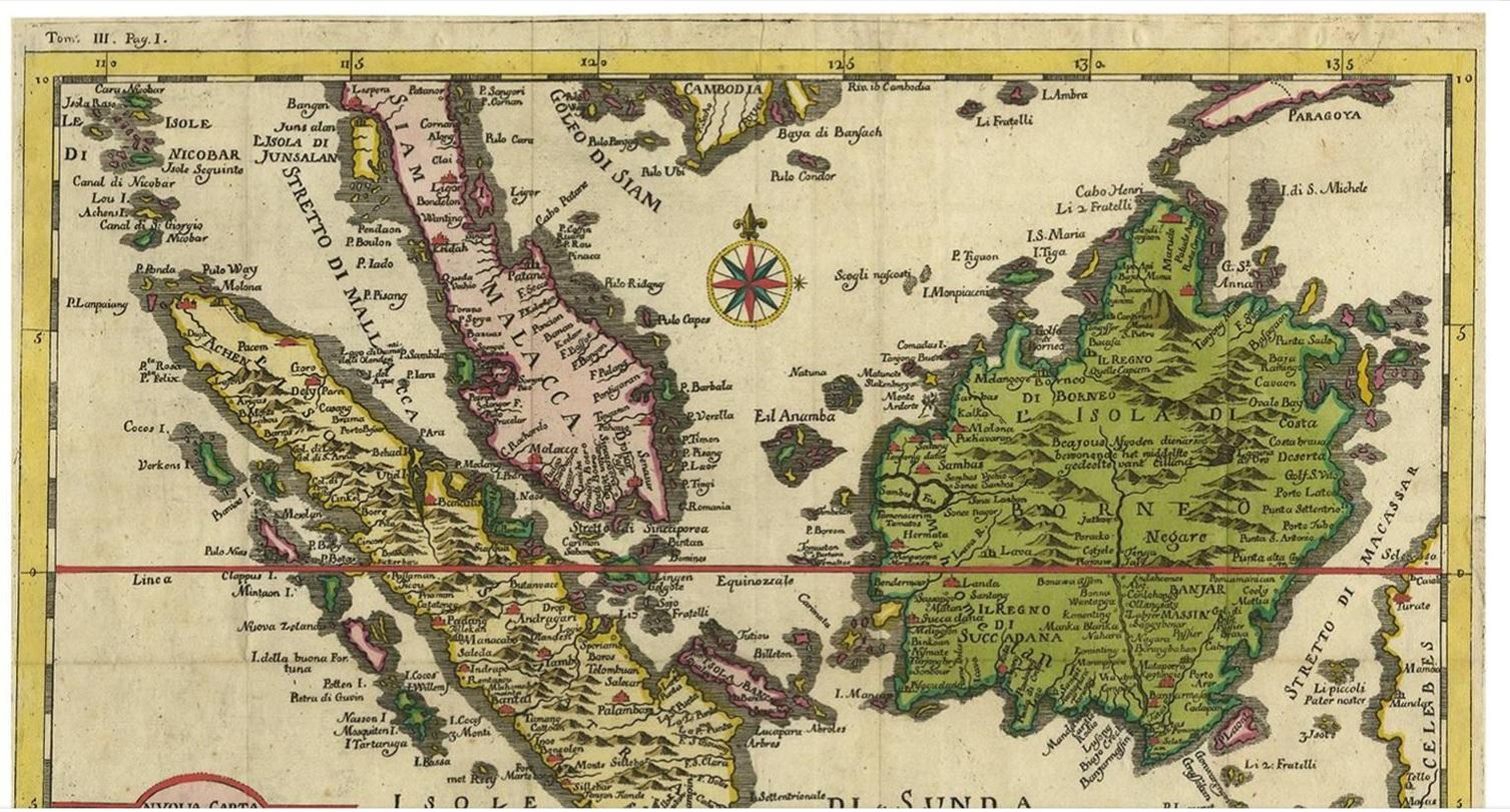 Hinterindien Malaien-Archipel Java Borneo Sumatra Siam Burma Orig Karte M6 