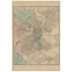 Antique Map of Boston and Vicinity by Johnson '1872'