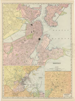 Antique Map of Boston, with Harbor and Environs Inset, Rand McNally, 1899