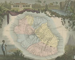 Antique Map of Bourbon, or Reunion, Colony of France
