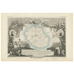 Carte ancienne de Bourbon/Reunion "France" par V. Levasseur, 1854