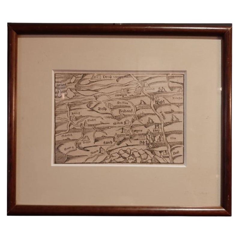 Antique Map of Brabant and part of Belgium by Munster, c.1580 For Sale