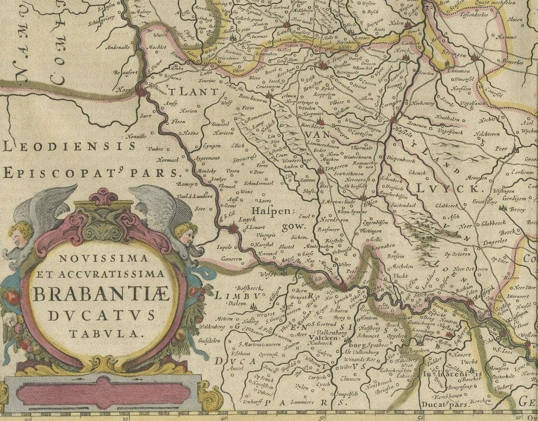Antique Map of Brabant, the Netherlands, with Original Hand Coloring