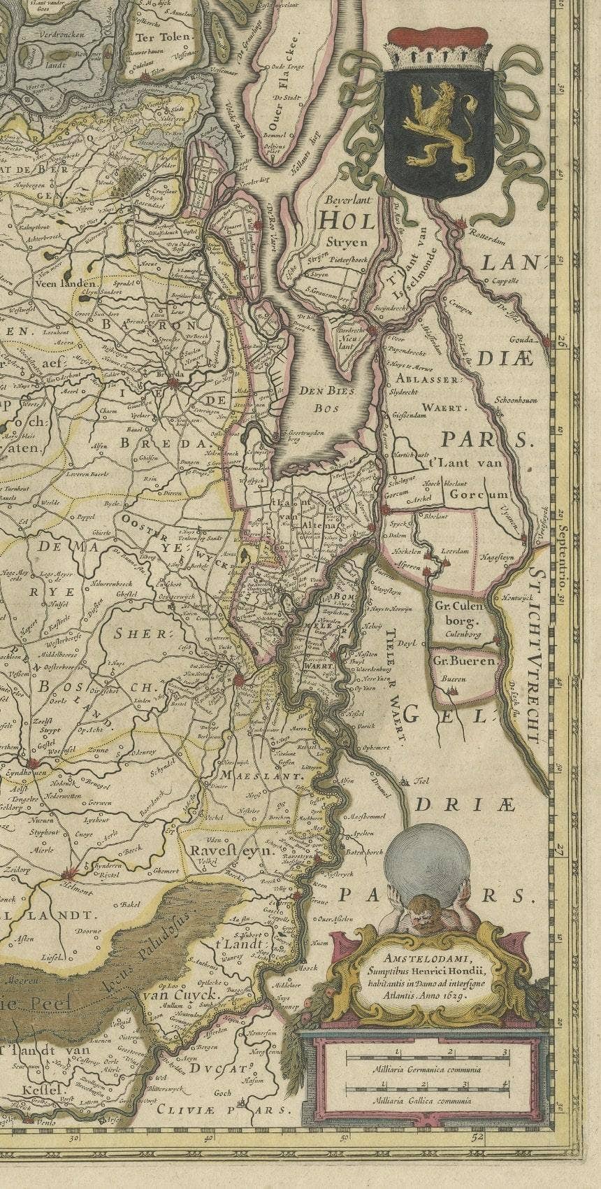 Antique Map of Brabant, the Netherlands, with Original Hand Coloring