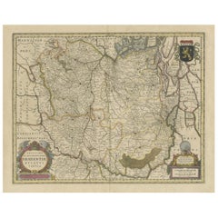Carte ancienne de Brabant, Pays-Bas, avec coloration à la main d'origine