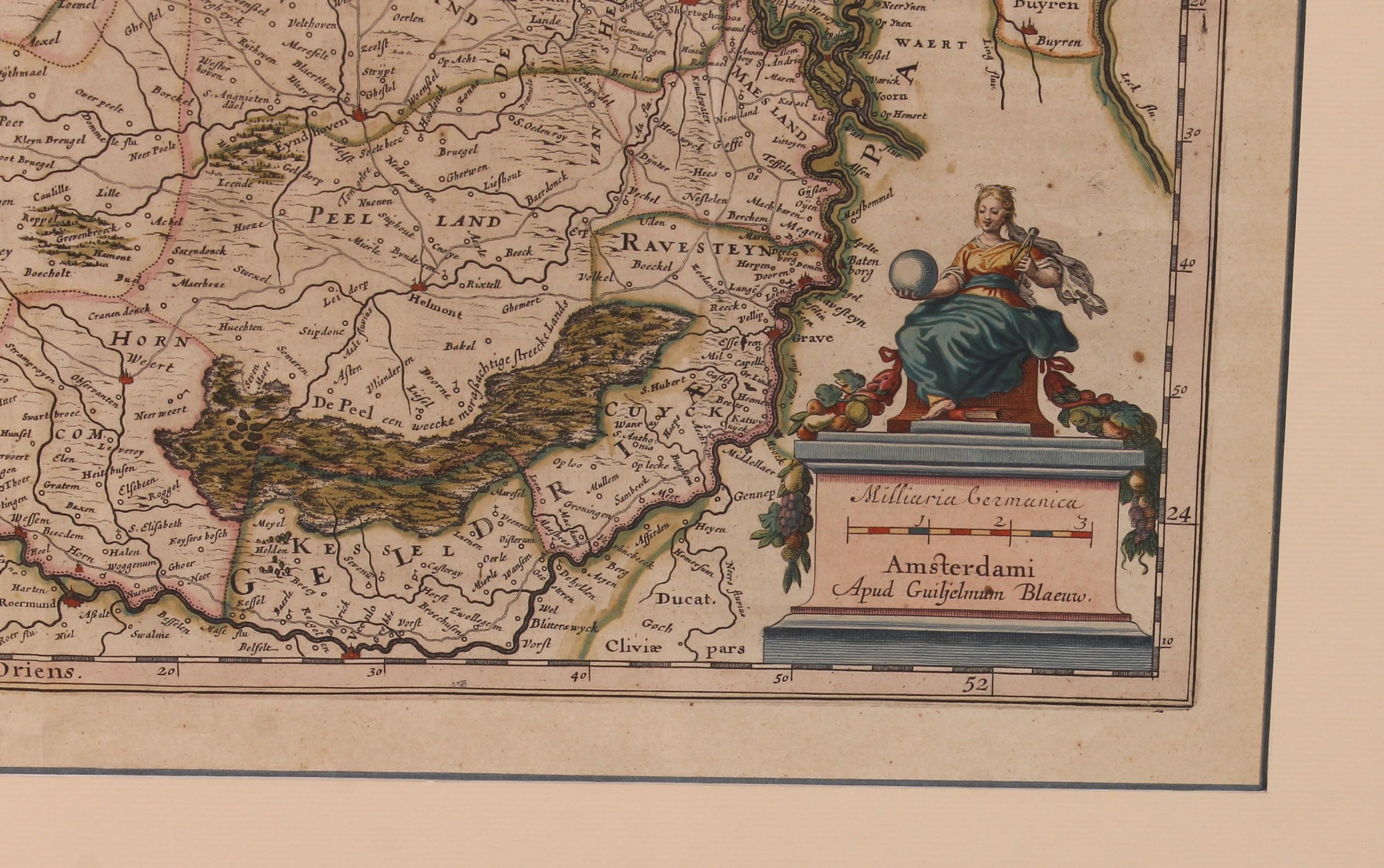 Carte du Brabantia Ducantus (Belgique) vers 1640 par Bléau. Bléau est connu pour les atlas antiques qu'il a dessinés au cours du 17e siècle.
belle carte, double page pliée au milieu, qui faisait partie du grand atlas de Blaeu
Très belles